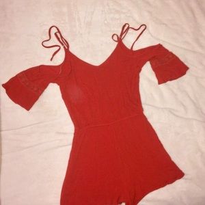 ✧ NWOT Mossimo Rust Orange Off The Shoulder Romper ✧
